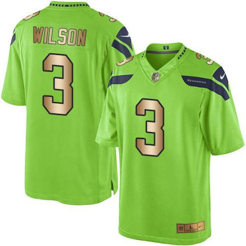 Nike Seattle Seahawks #3 Russell Wilson Green Stitched NFL Limited Gold Rush Jersey
