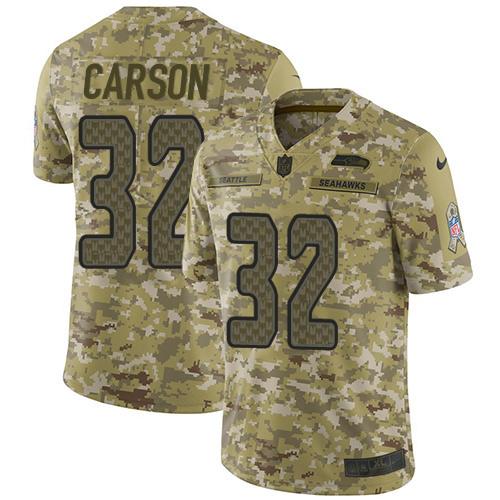 Nike Seattle Seahawks #32 Chris Carson Camo Stitched NFL Limited 2018 Salute To Service Jersey