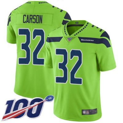Nike Seattle Seahawks #32 Chris Carson Green Stitched NFL Limited Rush 100th Season Jersey