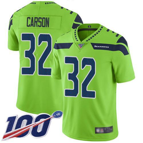 Nike Seattle Seahawks #32 Chris Carson Green Stitched NFL Limited Rush 100th Season Jersey