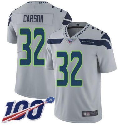Nike Seattle Seahawks #32 Chris Carson Grey Alternate Stitched NFL 100th Season Vapor Limited Jersey