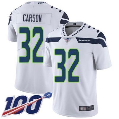 Nike Seattle Seahawks #32 Chris Carson White Stitched NFL 100th Season Vapor Limited Jersey