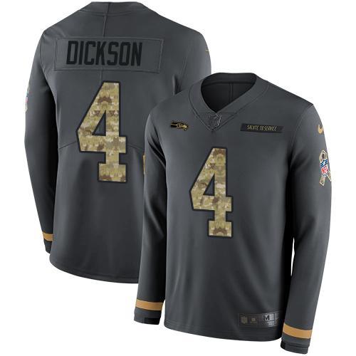 Nike Seattle Seahawks #4 Michael Dickson Anthracite Salute to Service Stitched NFL Limited Therma Long Sleeve Jersey