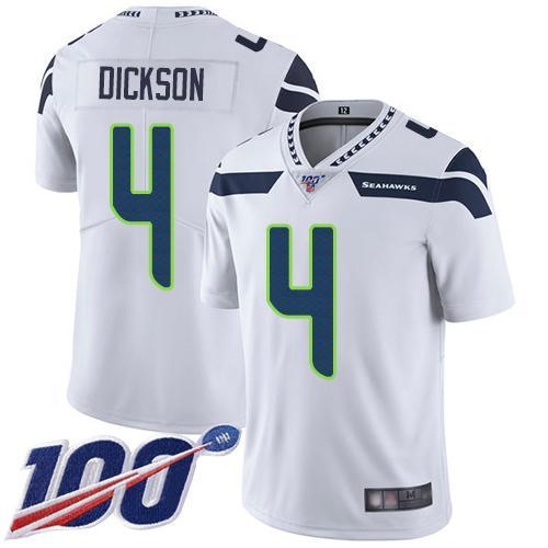 Nike Seattle Seahawks #4 Michael Dickson White Stitched NFL 100th Season Vapor Limited Jersey
