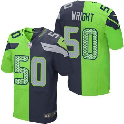 Nike Seattle Seahawks #50 K.J. Wright Steel Blue/Green Stitched NFL Elite Split Jersey