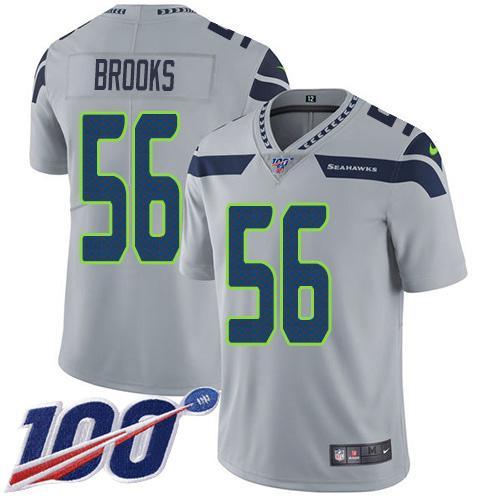 Nike Seattle Seahawks #56 Jordyn Brooks Grey Alternate Stitched NFL 100th Season Vapor Untouchable Limited Jersey