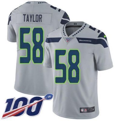 Nike Seattle Seahawks #58 Darrell Taylor Grey Alternate Stitched NFL 100th Season Vapor Untouchable Limited Jersey