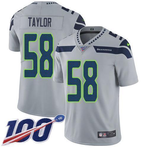 Nike Seattle Seahawks #58 Darrell Taylor Grey Alternate Stitched NFL 100th Season Vapor Untouchable Limited Jersey