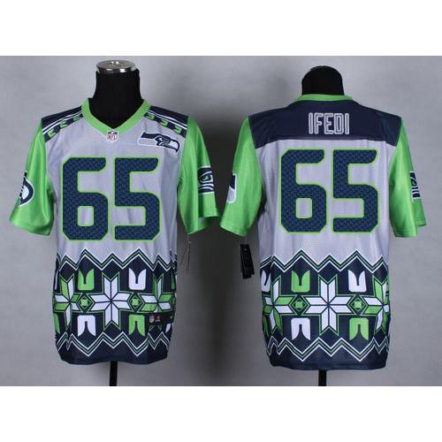 Nike Seattle Seahawks #65 Germain Ifedi Grey Stitched NFL Elite Noble Fashion Jersey