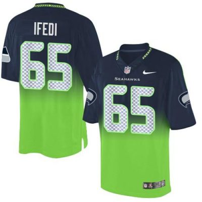 Nike Seattle Seahawks #65 Germain Ifedi Steel Blue/Green Stitched NFL Elite Fadeaway Fashion Jersey