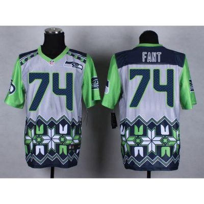 Nike Seattle Seahawks #74 George Fant Grey Stitched NFL Elite Noble Fashion Jersey