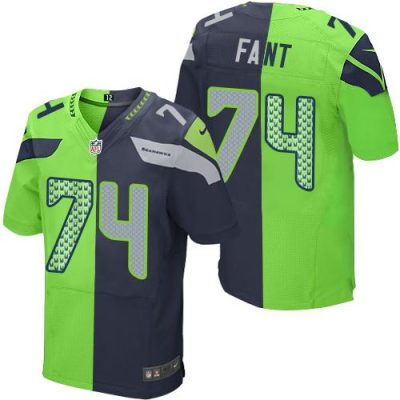 Nike Seattle Seahawks #74 George Fant Steel Blue/Green Stitched NFL Elite Split Jersey
