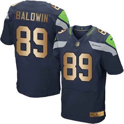 Nike Seattle Seahawks #89 Doug Baldwin Steel Blue Team Color Stitched NFL Elite Gold Jersey