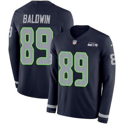 Nike Seattle Seahawks #89 Doug Baldwin Steel Blue Team Color Stitched NFL Limited Therma Long Sleeve Jersey