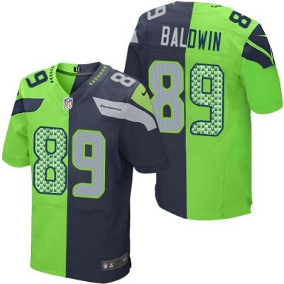 Nike Seattle Seahawks #89 Doug Baldwin Steel Blue/Green Stitched NFL Elite Split Jersey