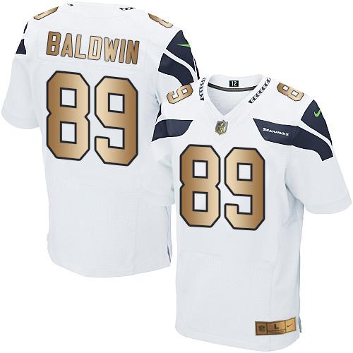 Nike Seattle Seahawks #89 Doug Baldwin White Stitched NFL Elite Gold Jersey