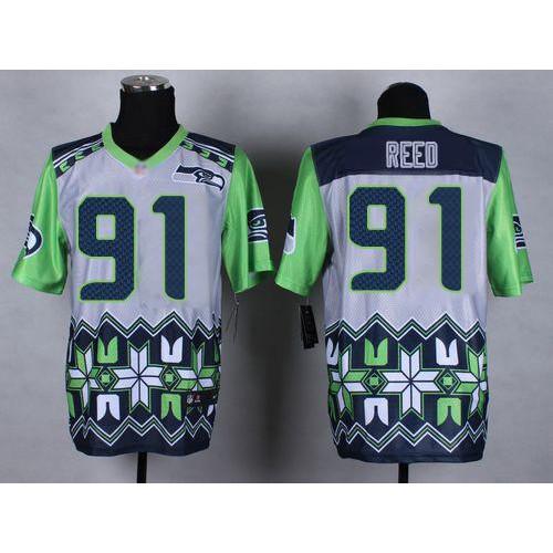 Nike Seattle Seahawks #91 Jarran Reed Grey Stitched NFL Elite Noble Fashion Jersey