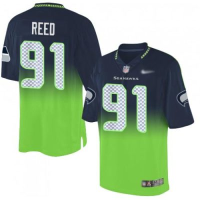 Nike Seattle Seahawks #91 Jarran Reed Steel Blue/Green Stitched NFL Elite Fadeaway Fashion Jersey