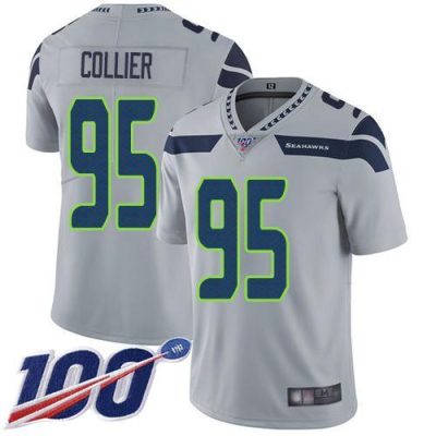 Nike Seattle Seahawks #95 L.J. Collier Grey Alternate Stitched NFL 100th Season Vapor Limited Jersey