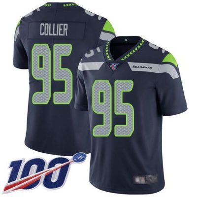 Nike Seattle Seahawks #95 L.J. Collier Steel Blue Team Color Stitched NFL 100th Season Vapor Limited Jersey
