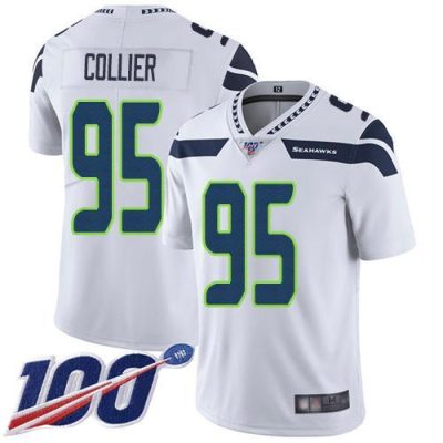 Nike Seattle Seahawks #95 L.J. Collier White Stitched NFL 100th Season Vapor Limited Jersey
