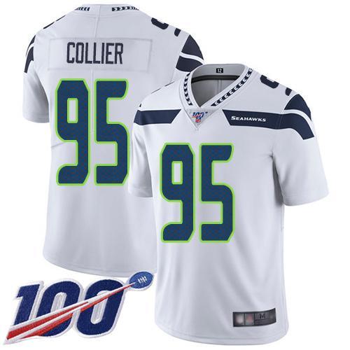 Nike Seattle Seahawks #95 L.J. Collier White Stitched NFL 100th Season Vapor Limited Jersey