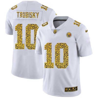 Nike Steelers #10 Mitchell Trubisky Nike Flocked Leopard Print Vapor Limited NFL Jersey White
