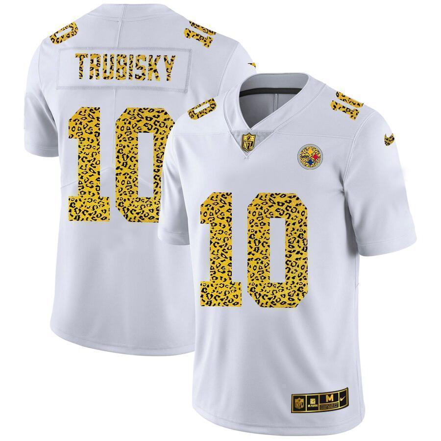 Nike Steelers #10 Mitchell Trubisky Nike Flocked Leopard Print Vapor Limited NFL Jersey White
