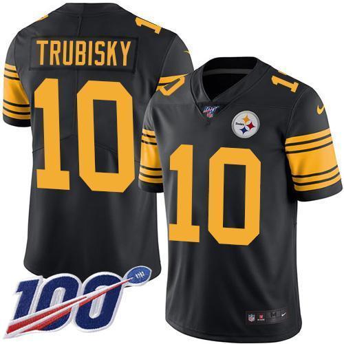 Nike Steelers #10 Mitchell Trubisky Black Stitched NFL Limited Rush 100th Season Jersey