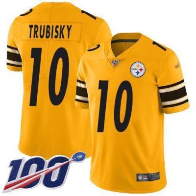 Nike Steelers #10 Mitchell Trubisky Gold Stitched NFL Limited Inverted Legend 100th Season Jersey