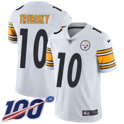 Nike Steelers #10 Mitchell Trubisky White Stitched NFL 100th Season Vapor Limited Jersey