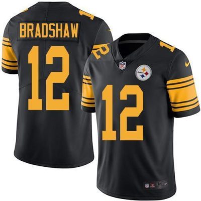 Nike Steelers #12 Terry Bradshaw Black Stitched NFL Limited Rush Jersey