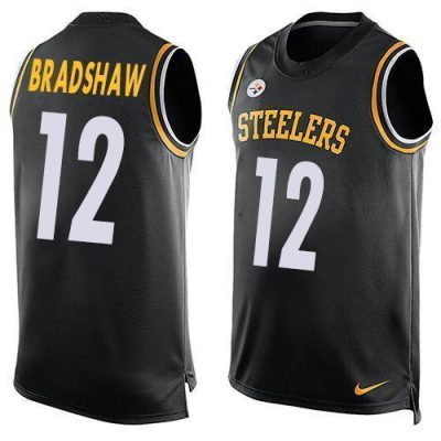 Nike Steelers #12 Terry Bradshaw Black Team Color Stitched NFL Limited Tank Top Jersey