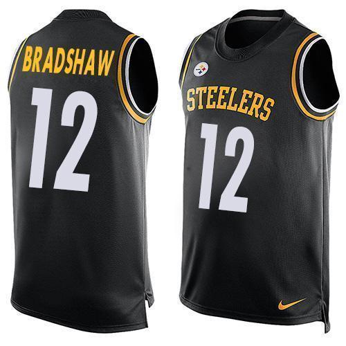 Nike Steelers #12 Terry Bradshaw Black Team Color Stitched NFL Limited Tank Top Jersey