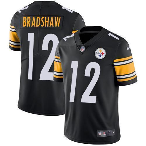 Nike Steelers #12 Terry Bradshaw Black Team Color Stitched NFL Vapor Untouchable Limited Jersey