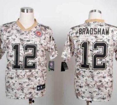 Nike Steelers #12 Terry Bradshaw Camo Stitched NFL Elite USMC Jersey