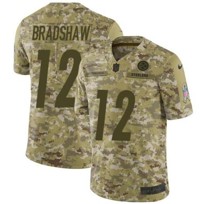 Nike Steelers #12 Terry Bradshaw Camo Stitched NFL Limited 2018 Salute To Service Jersey