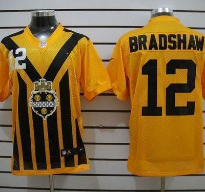 Nike Steelers #12 Terry Bradshaw Gold 1933s Throwback Stitched NFL Elite Jersey