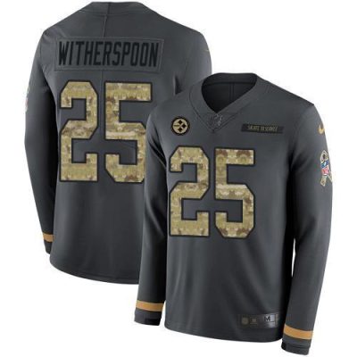 Nike Steelers #25 Ahkello Witherspoon Anthracite Salute To Service Stitched NFL Limited Therma Long Sleeve Jersey