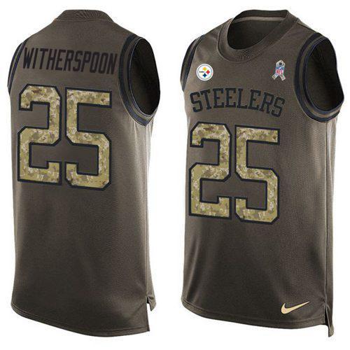 Nike Steelers #25 Ahkello Witherspoon Green Stitched NFL Limited Salute To Service Tank Top Jersey