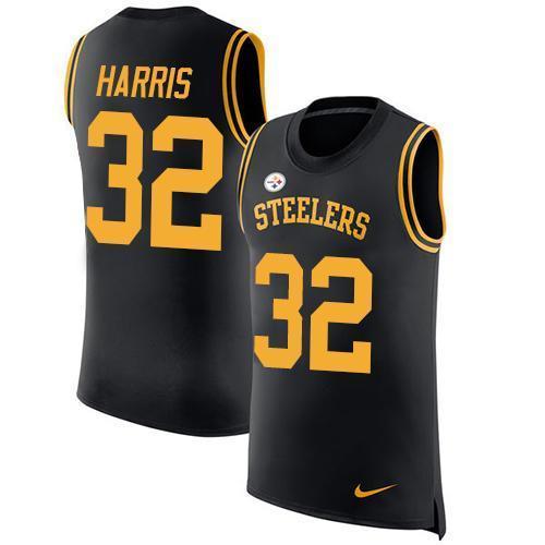 Nike Steelers #32 Franco Harris Black Team Color Stitched NFL Limited Rush Tank Top Jersey