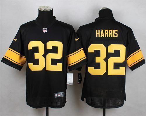 Nike Steelers #32 Franco Harris Black(Gold No.) Stitched NFL Elite Jersey