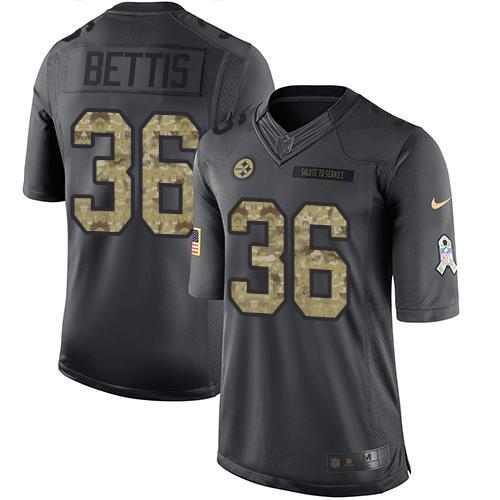 Nike Steelers #36 Jerome Bettis Black Stitched NFL Limited 2016 Salute To Service Jersey