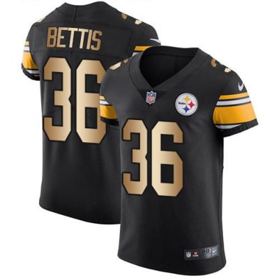 Nike Steelers #36 Jerome Bettis Black Team Color Stitched NFL Elite Gold Jersey
