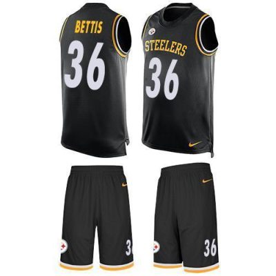 Nike Steelers #36 Jerome Bettis Black Team Color Stitched NFL Limited Tank Top Suit Jersey