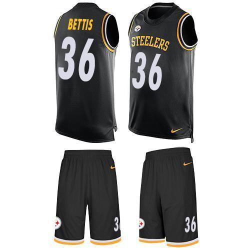 Nike Steelers #36 Jerome Bettis Black Team Color Stitched NFL Limited Tank Top Suit Jersey