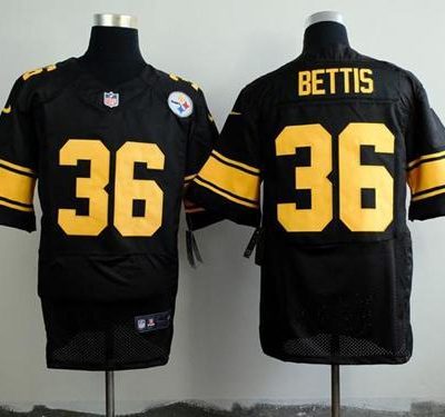 Nike Steelers #36 Jerome Bettis Black(Gold No.) Stitched NFL Elite Jersey