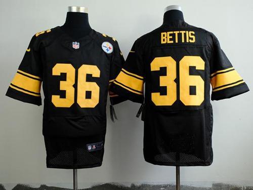 Nike Steelers #36 Jerome Bettis Black(Gold No.) Stitched NFL Elite Jersey