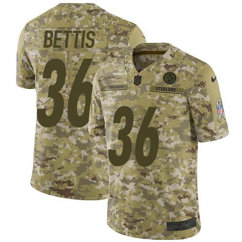 Nike Steelers #36 Jerome Bettis Camo Stitched NFL Limited 2018 Salute To Service Jersey