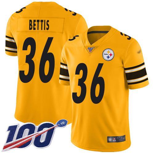Nike Steelers #36 Jerome Bettis Gold Stitched NFL Limited Inverted Legend 100th Season Jersey